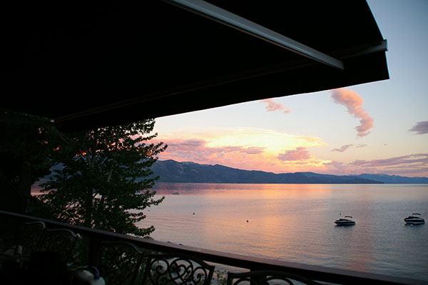 Sunrise at Incline Village from under a Sunesta Retractable Awning